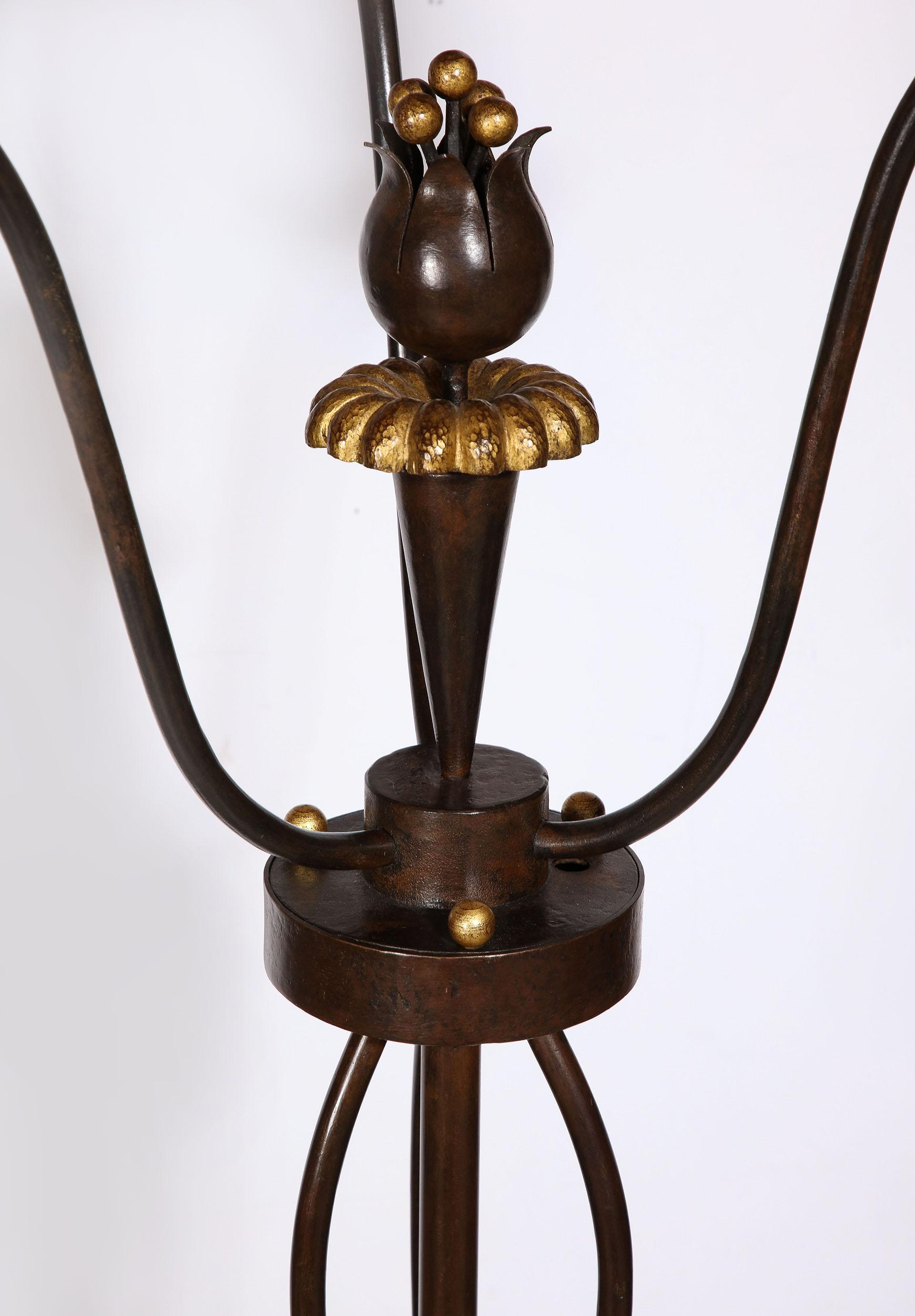 Wrought Iron and Gilt Bronze Floor Lamp by Gilbert Poillerat 3