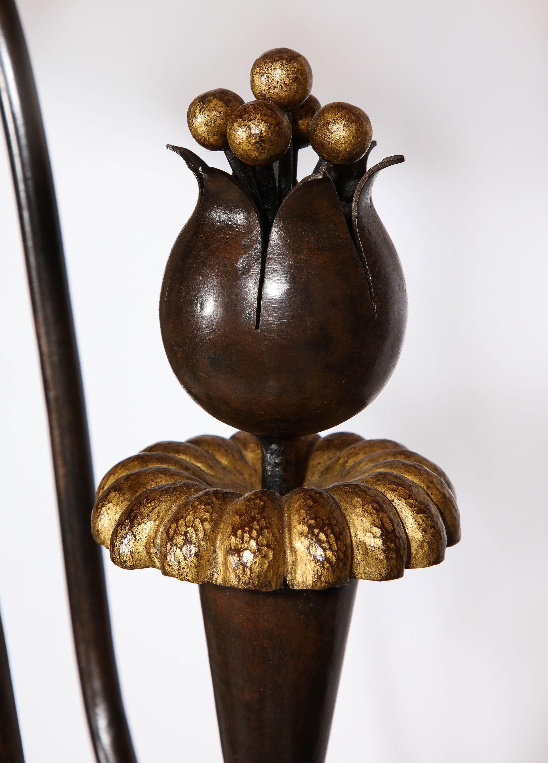 Wrought Iron and Gilt Bronze Floor Lamp by Gilbert Poillerat 4