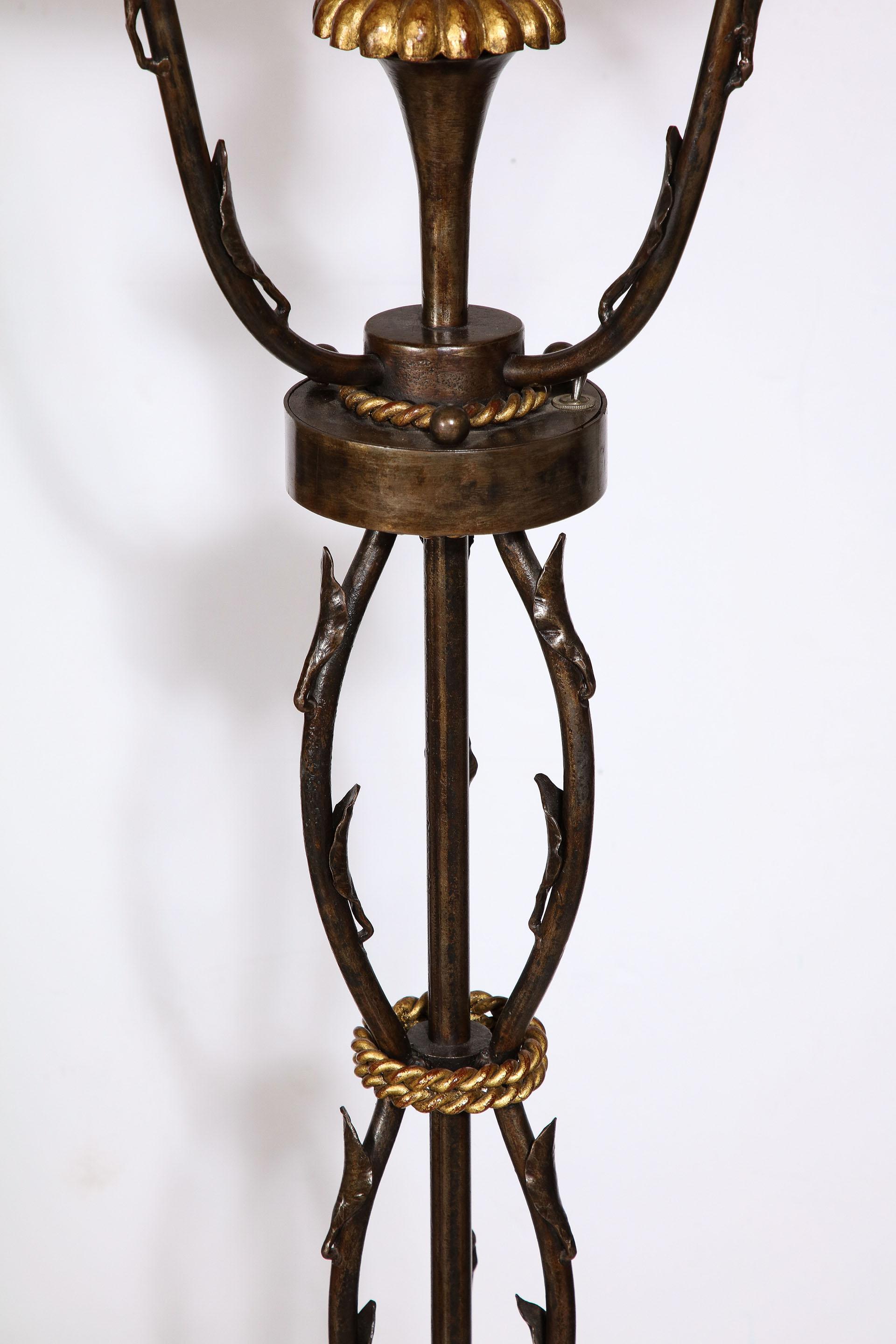 Wrought Iron and Gilt Bronze Floor Lamp by Gilbert Poillerat 4