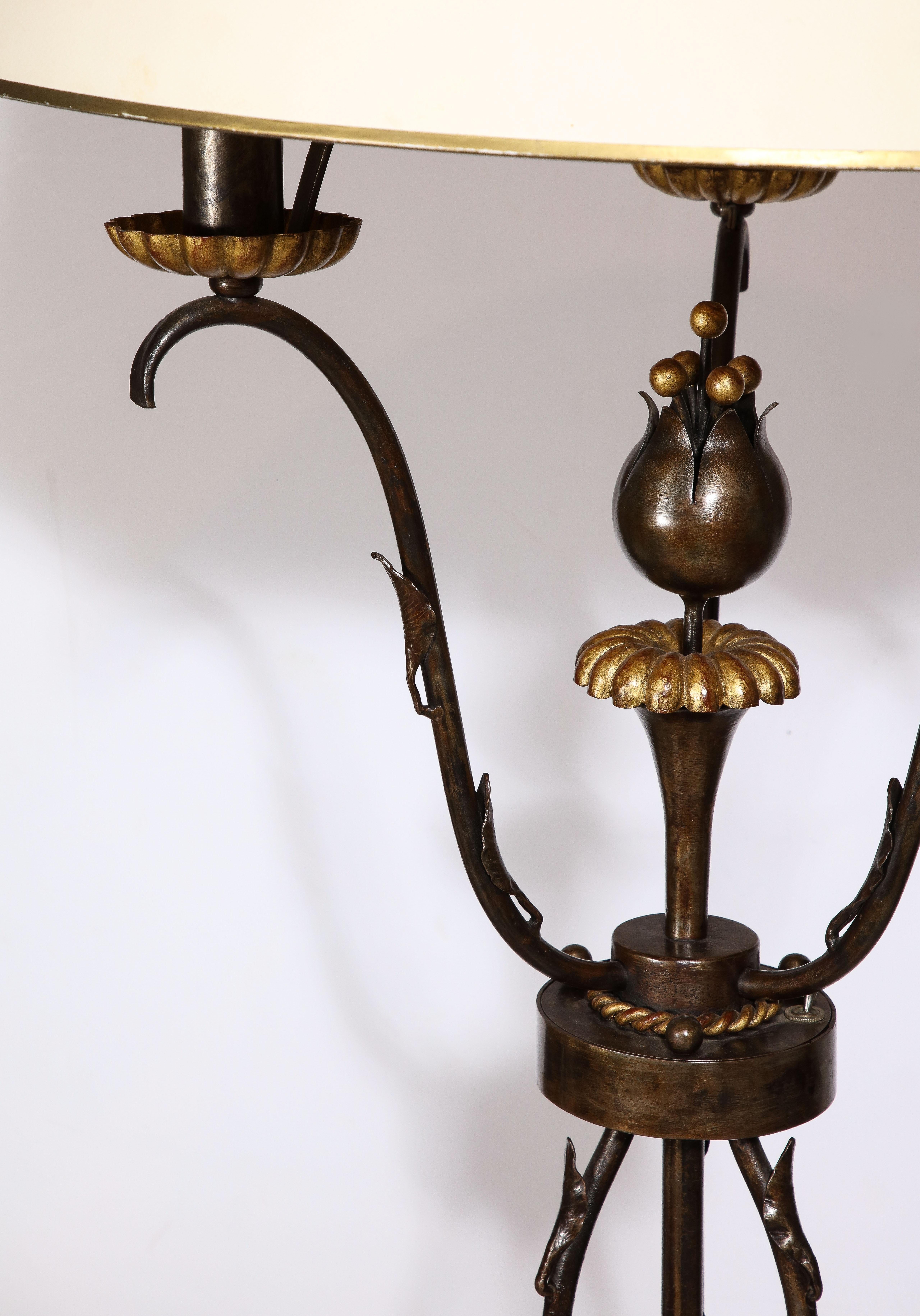 Wrought Iron and Gilt Bronze Floor Lamp by Gilbert Poillerat 5