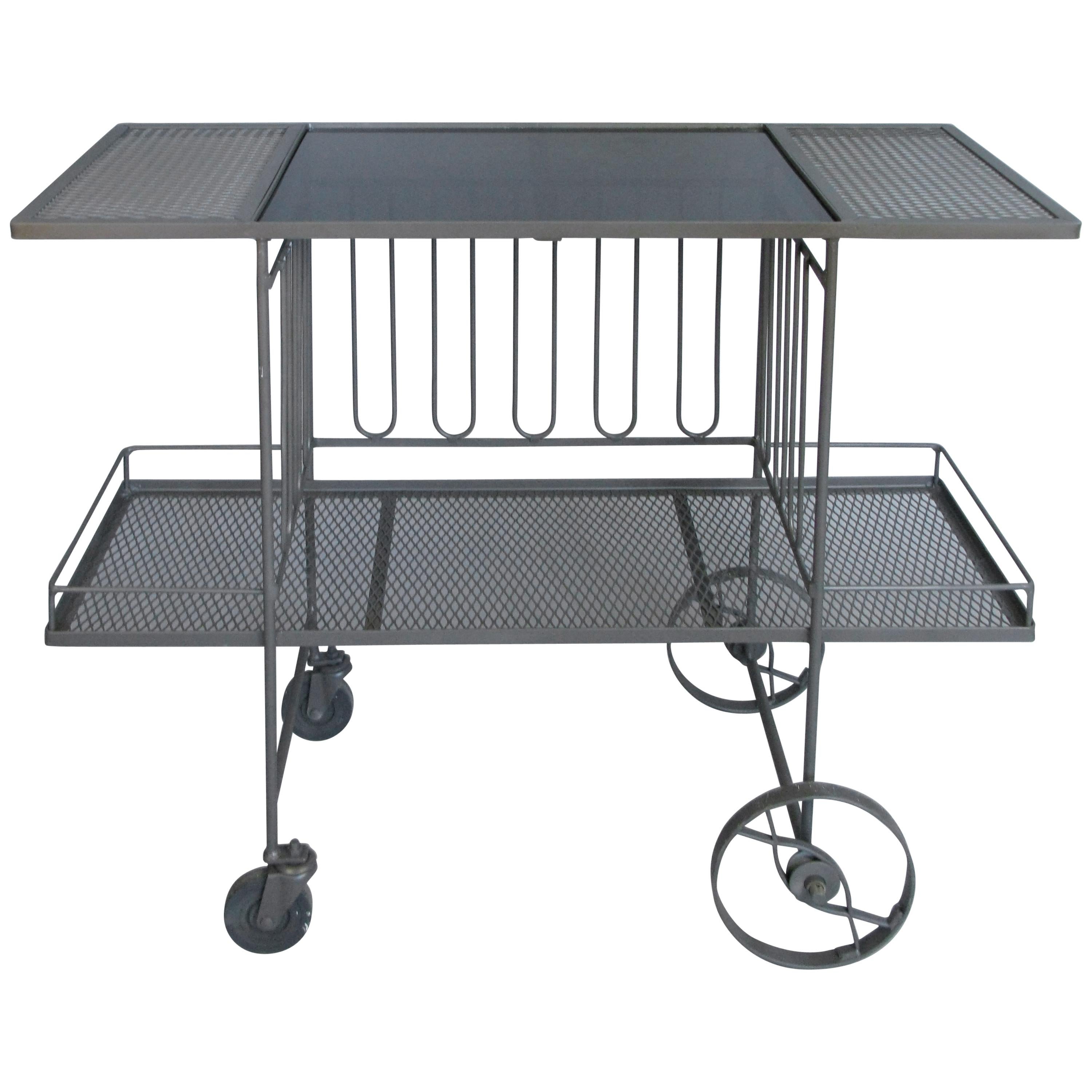 Wrought Iron and Glass 1950s Bar Cart by Salterini