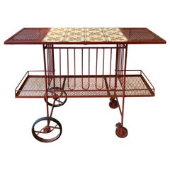 Wrought Iron and Glass 1950s Bar Cart by Salterini