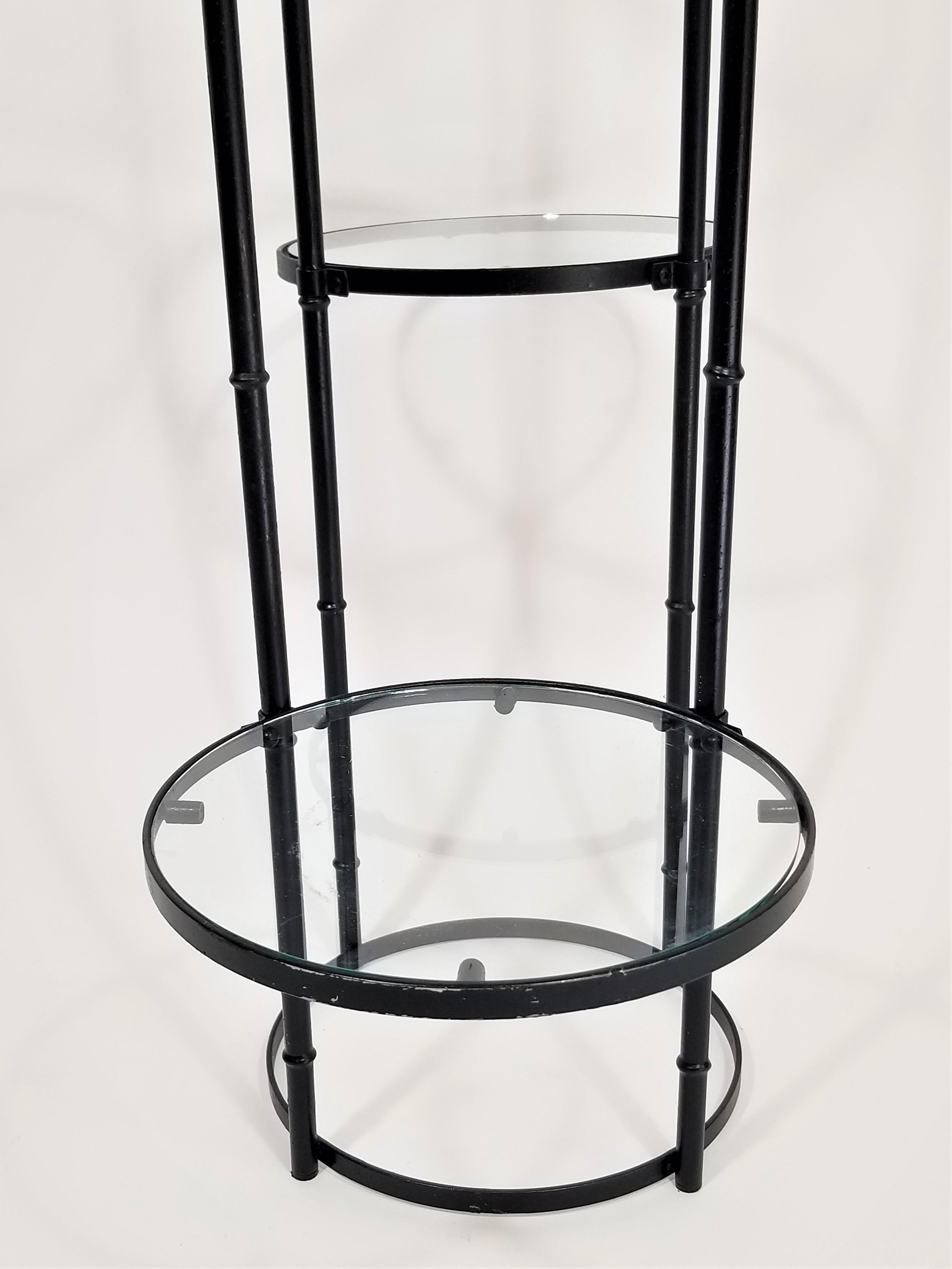 Art Deco Black Wrought Iron and Glass 5-Tiered Garden Patio Stand Midcentury 8