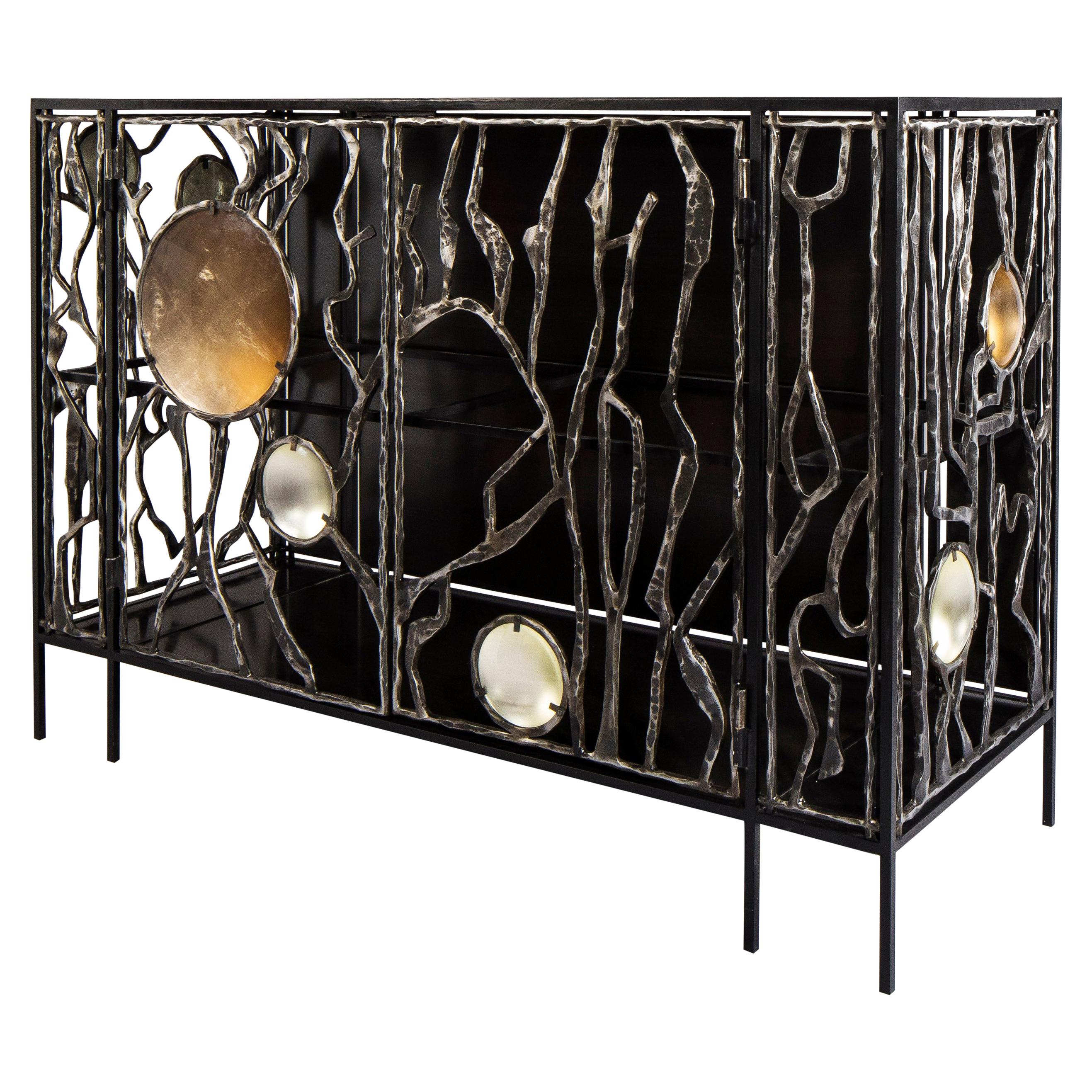 Wrought Iron and Glass Cabinet by Christophe Côme