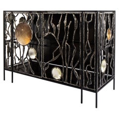 Wrought Iron and Glass Cabinet by Christophe Côme