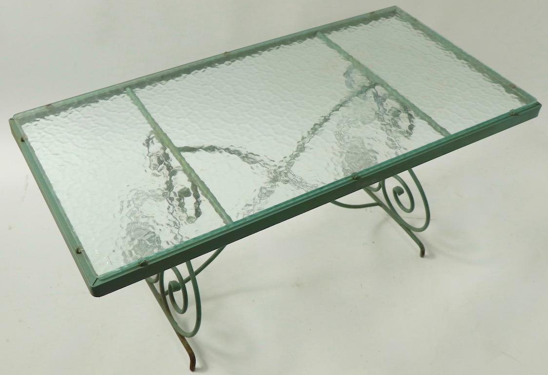 Wrought Iron and Glass Coffee Table by Woodard 7