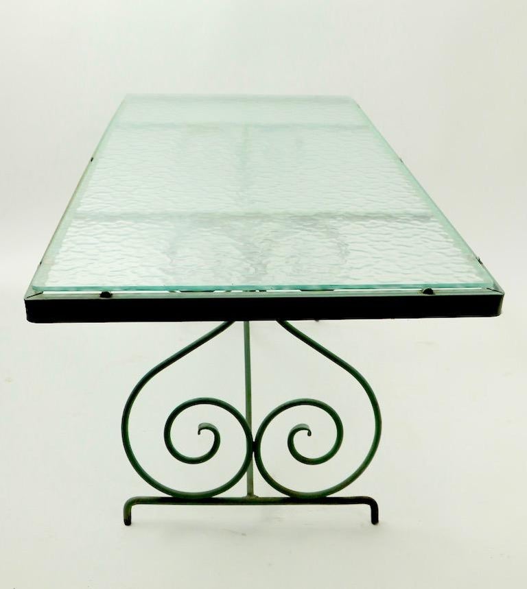 Wrought Iron and Glass Coffee Table by Woodard at 1stDibs