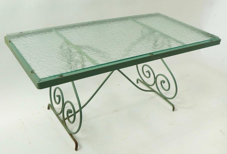 Wrought Iron and Glass Coffee Table by Woodard at 1stDibs