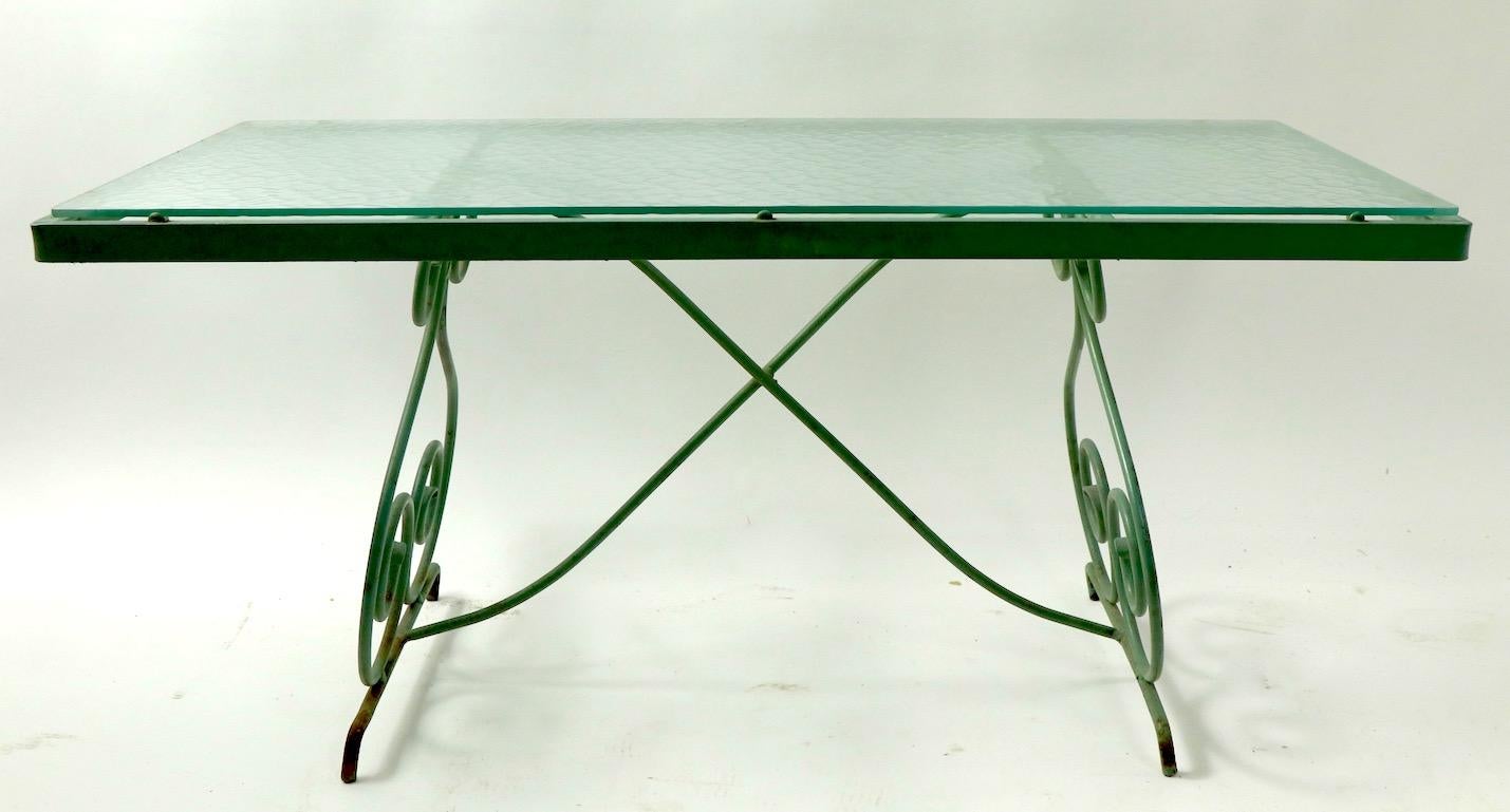 Wrought Iron and Glass Coffee Table by Woodard 1