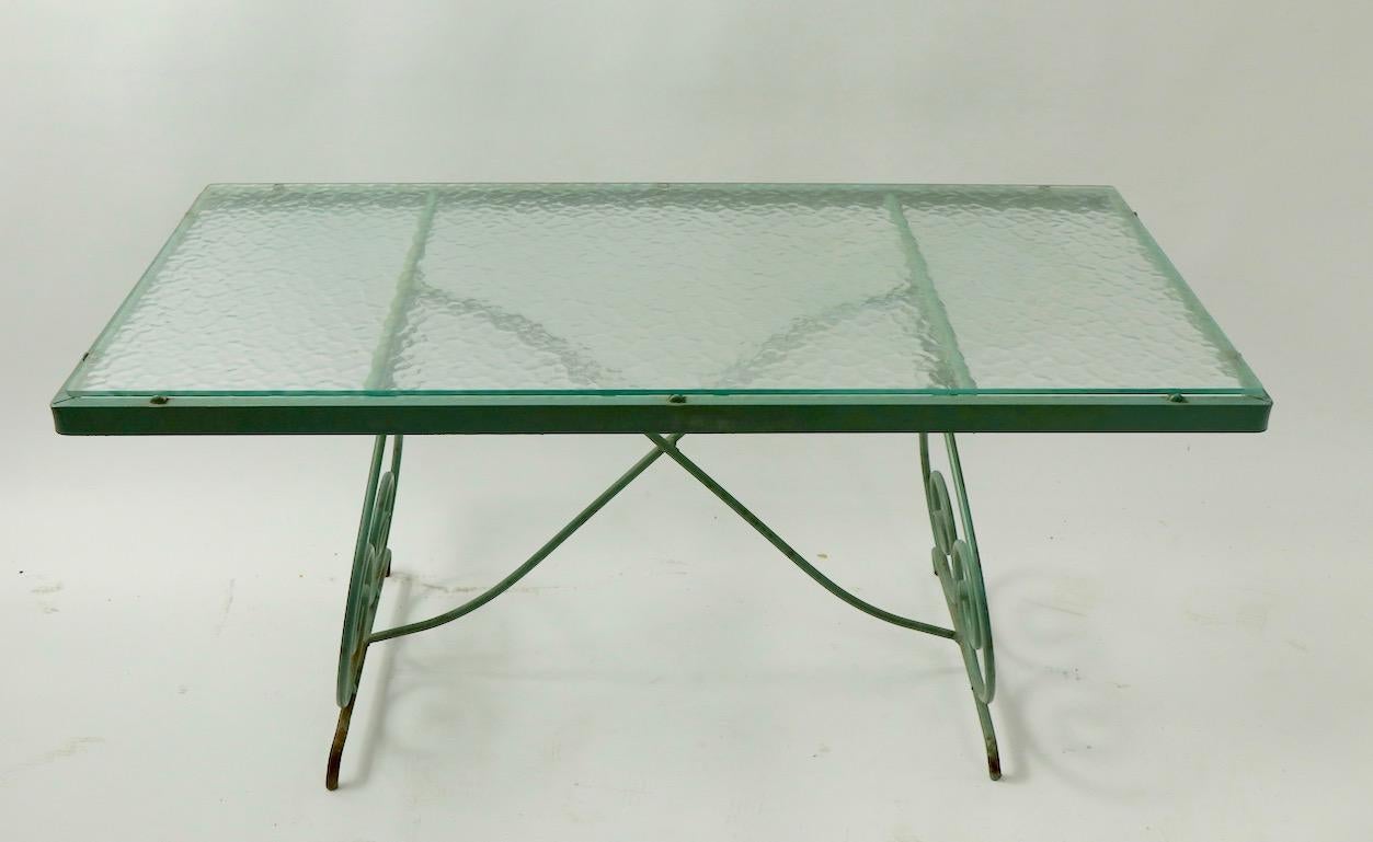 Wrought Iron and Glass Coffee Table by Woodard 2