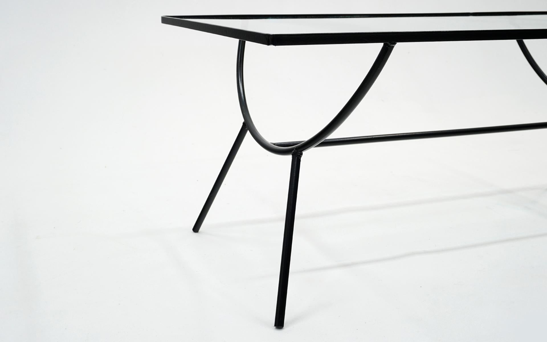 American Wrought Iron and Glass Coffee Table in the Style of George Nelson for Arbuck