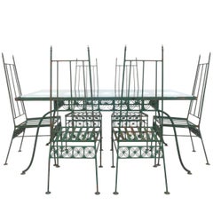 Wrought Iron and Glass Dining Set
