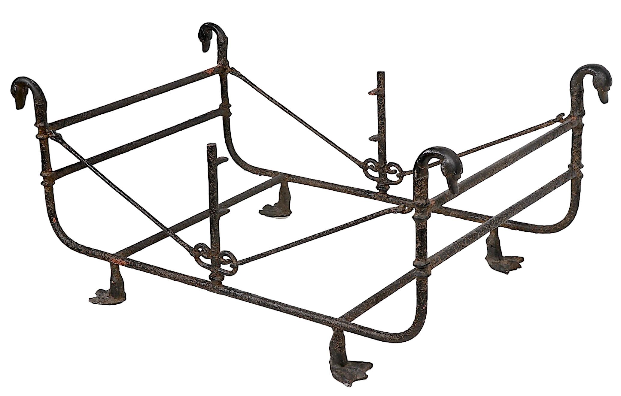 Wrought Iron and Glass Etruscan Coffee Table bib Paul Ferrante  after Giacometti For Sale 2