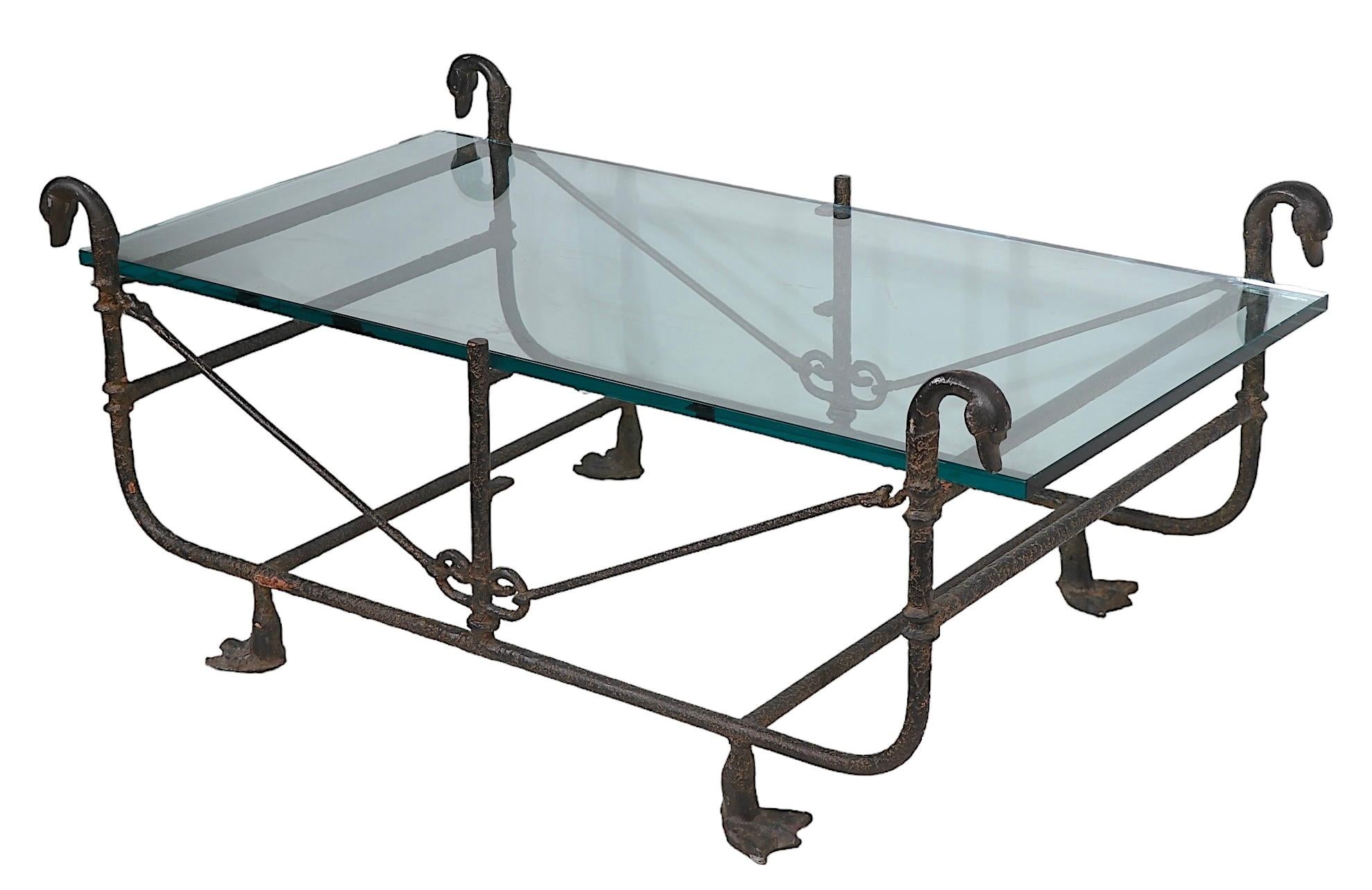 Wrought Iron and Glass Etruscan Coffee Table bib Paul Ferrante  after Giacometti For Sale 5