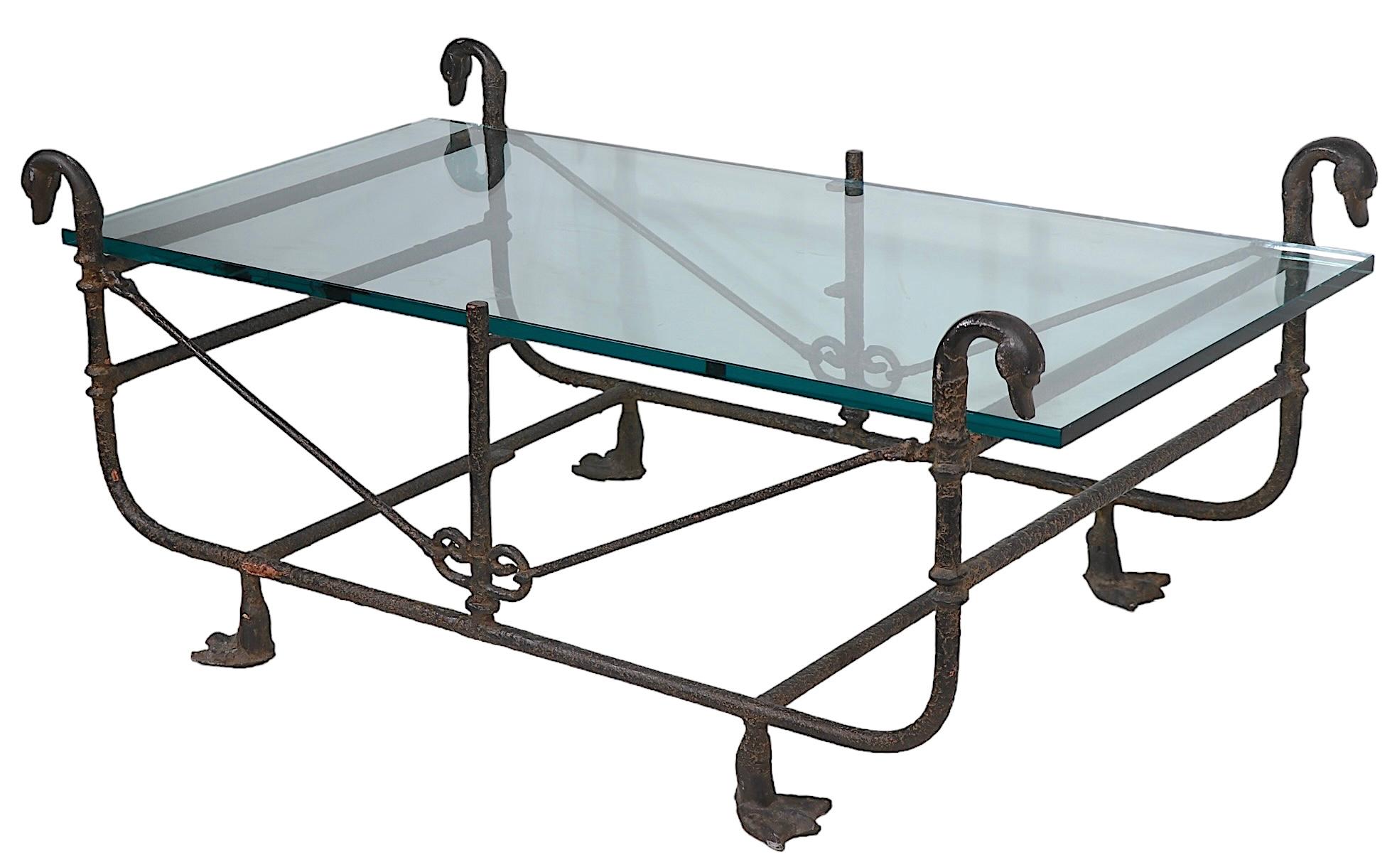 Wrought Iron and Glass Etruscan Coffee Table bib Paul Ferrante  after Giacometti For Sale 8