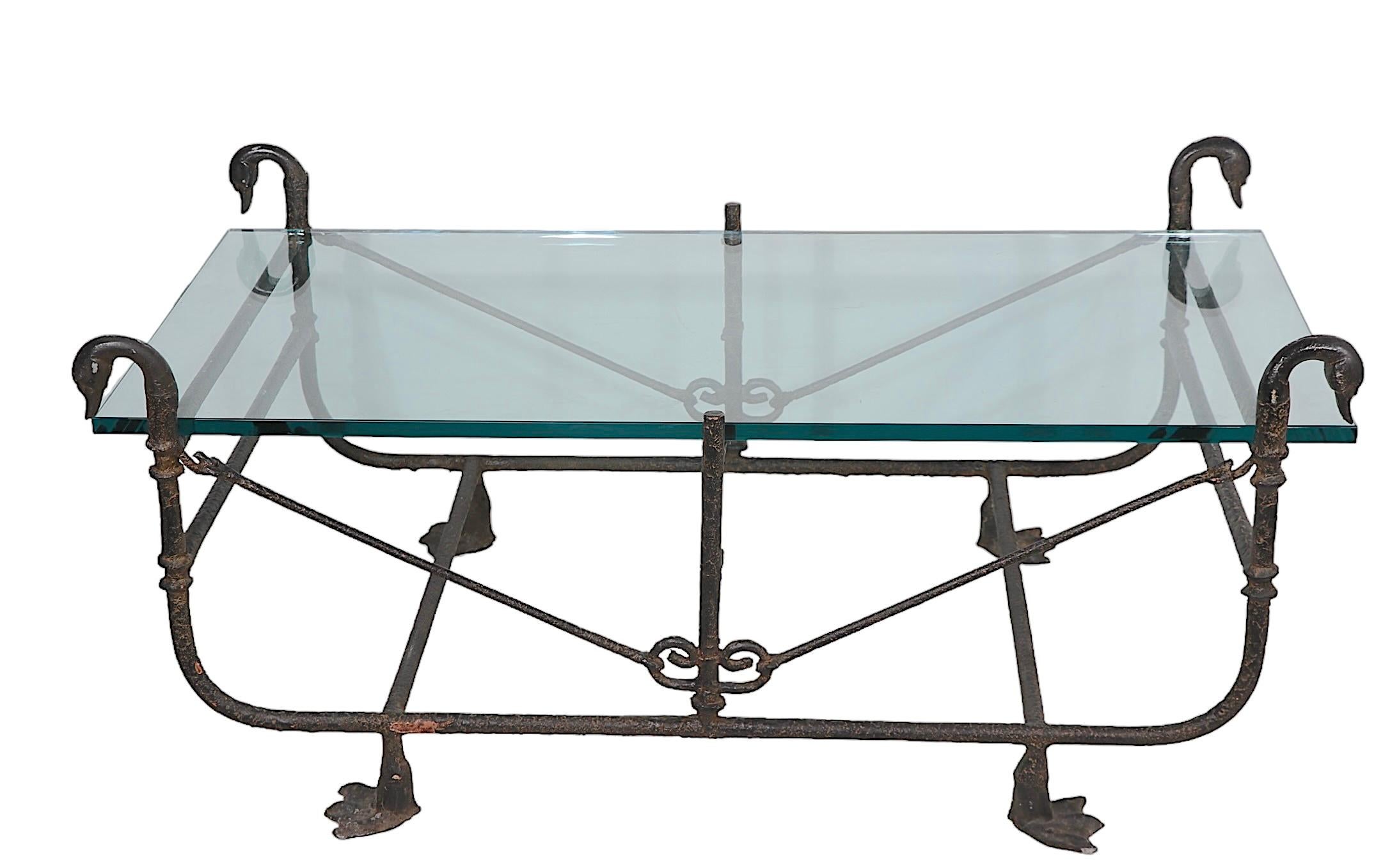 Wrought Iron and Glass Etruscan Coffee Table bib Paul Ferrante  after Giacometti For Sale 2