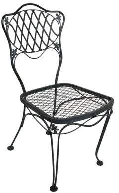 Wrought Iron and Glass  Garden Dinette Table with Four Chairs Woodard Orleans