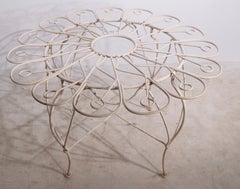 Wrought Iron and Glass Garden Patio Poolside Cafe Dining Center Table