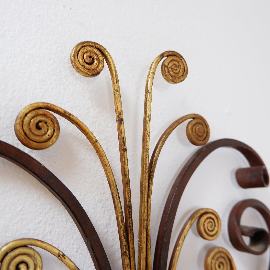 Wrought iron and glass sconce in the style of Maison Baguès (Hollywood Regency) im Angebot