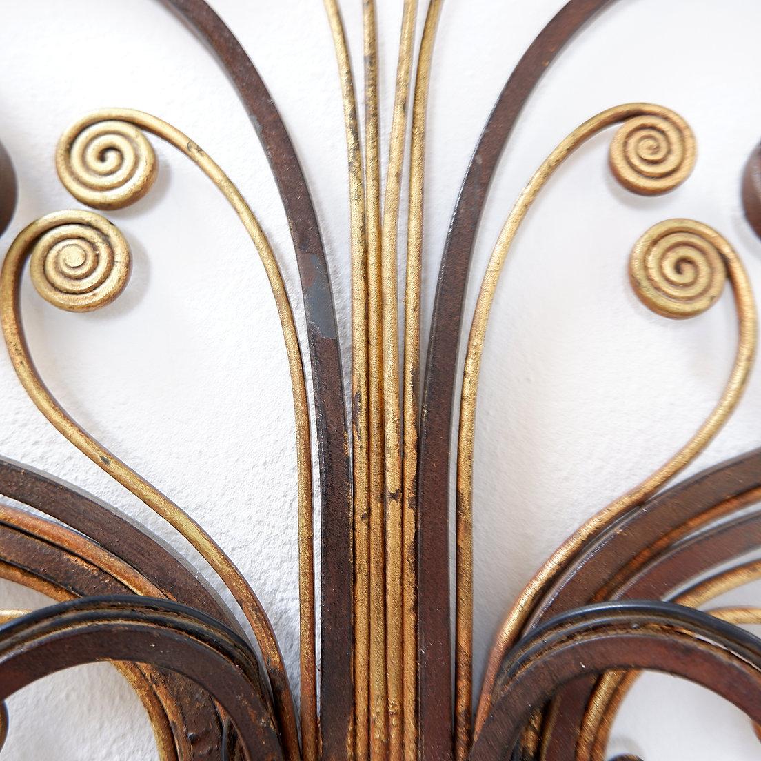 Wrought iron and glass sconce in the style of Maison Baguès im Angebot 2