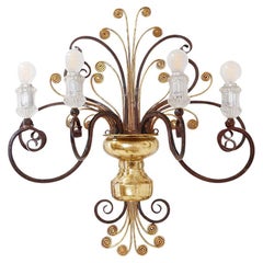 Wrought iron and glass sconce in the style of Maison Baguès