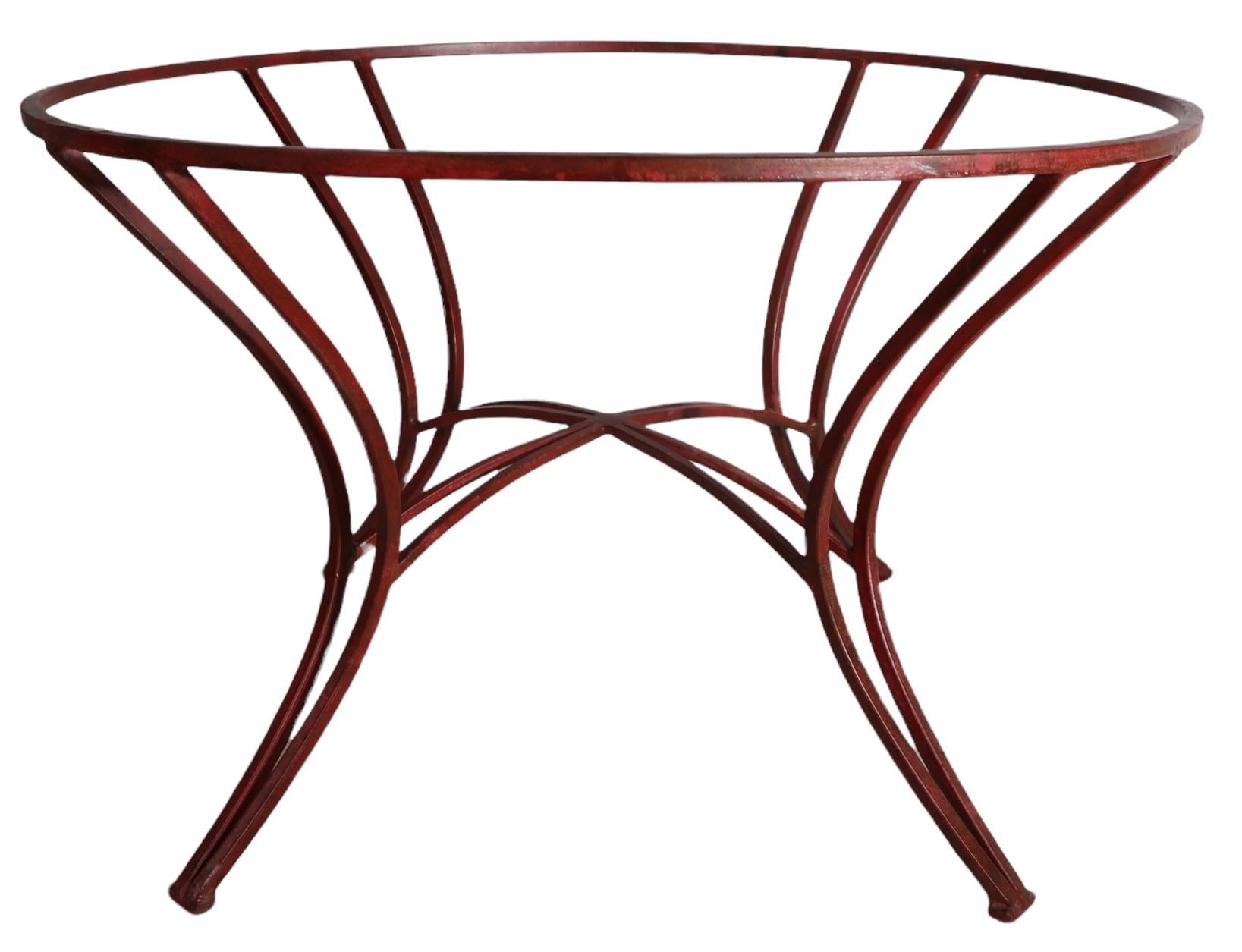 20th Century Wrought Iron and Glass Side Table Suitable for Patio, Garden or Poolside Use For Sale