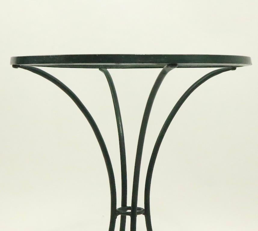 Wrought Iron and Glass Side Table with Curlicue Form Legs 2