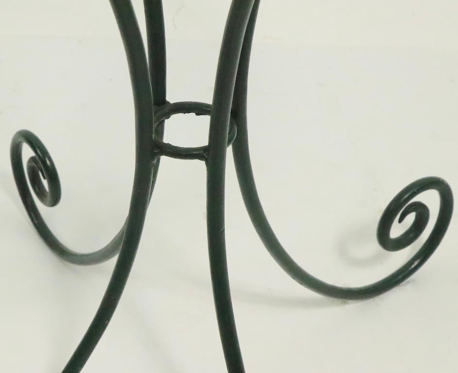 Wrought Iron and Glass Side Table with Curlicue Form Legs 3