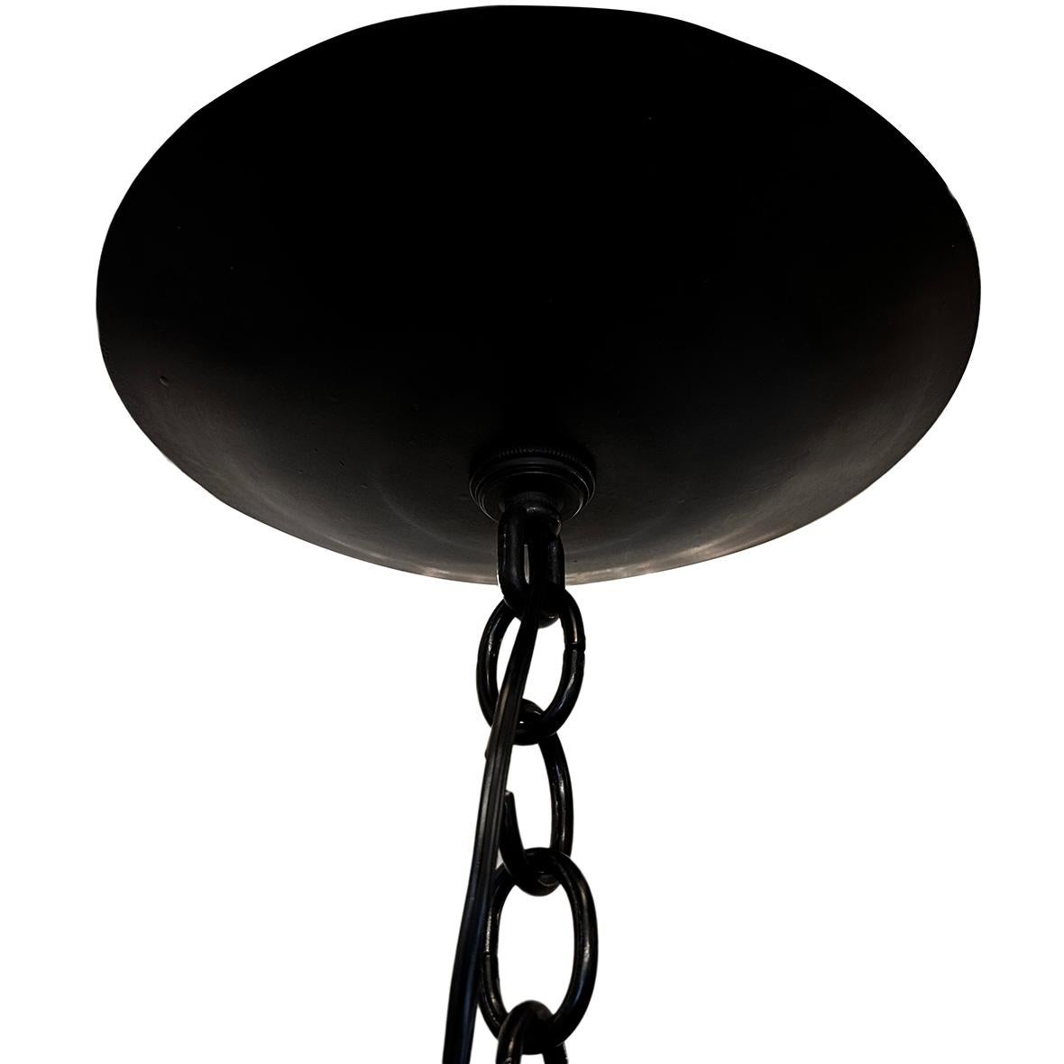 Wrought Iron and Glass Swedish Chandelier In Good Condition In New York, NY