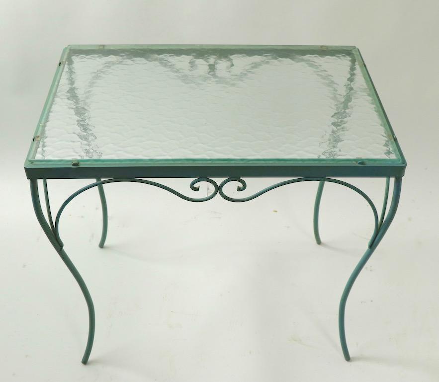 Mid-Century Modern Wrought Iron and Glass Table by Woodard