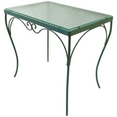 Vintage Wrought Iron and Glass Table by Woodard