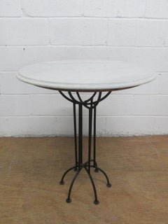 Wrought Iron and Italian Marble-Top Tables Pair