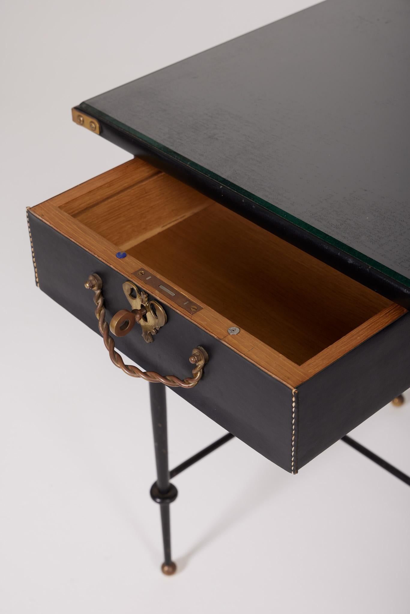 Bureau en fer forgé et cuir de Jacques Adnet 12