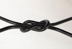 Wrought Iron and Leather Side Table, France, 1940's