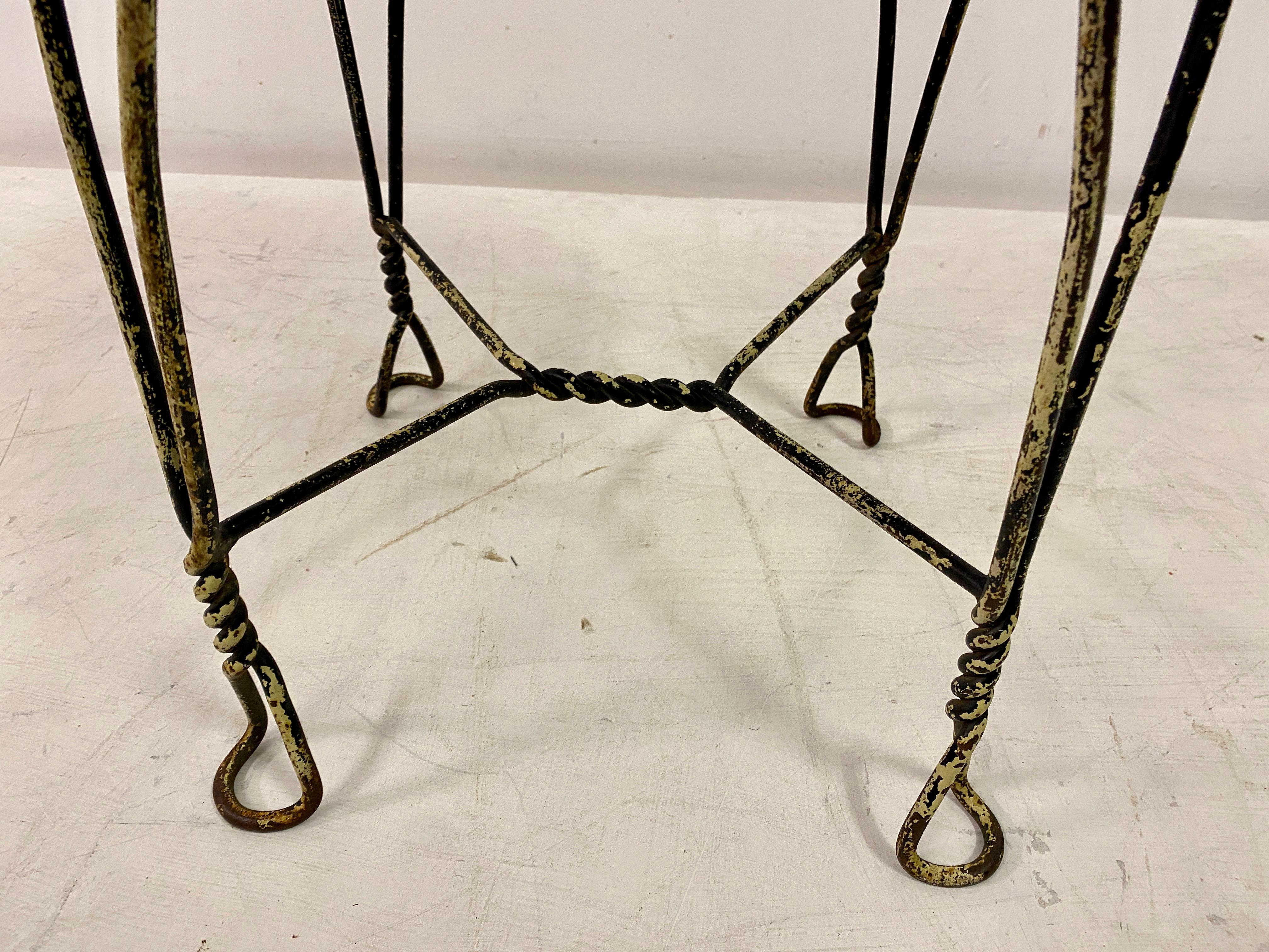 Wrought Iron And Leather Stool In Good Condition For Sale In London, London