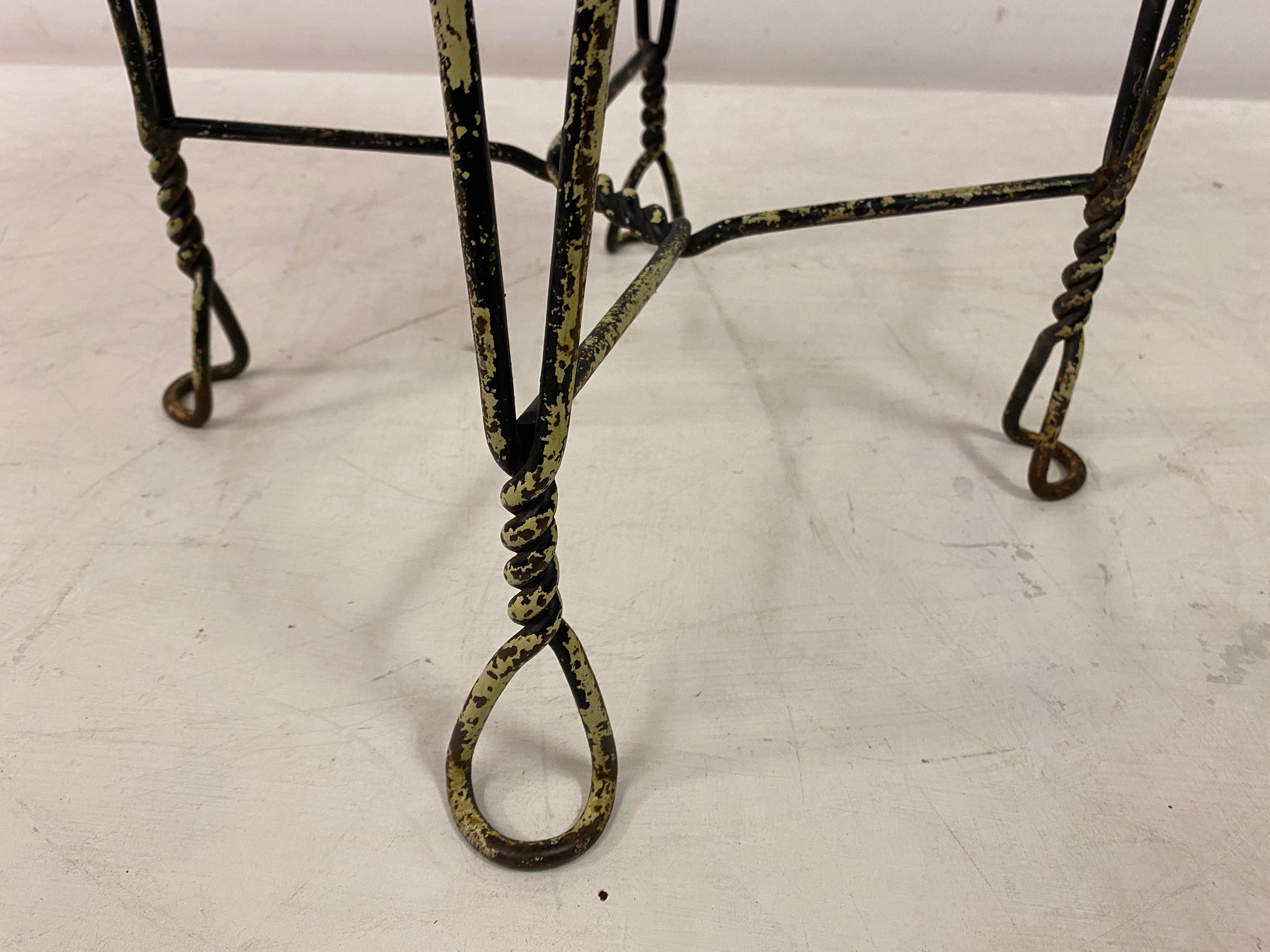 Wrought Iron And Leather Stool For Sale 3