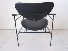 John Woodard Mid Century Leather / Iron Lounge Chair Woodard Furniture