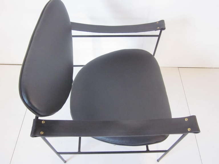 Mid-20th Century Mid Century Leather / Iron Lounge Chair For Sale