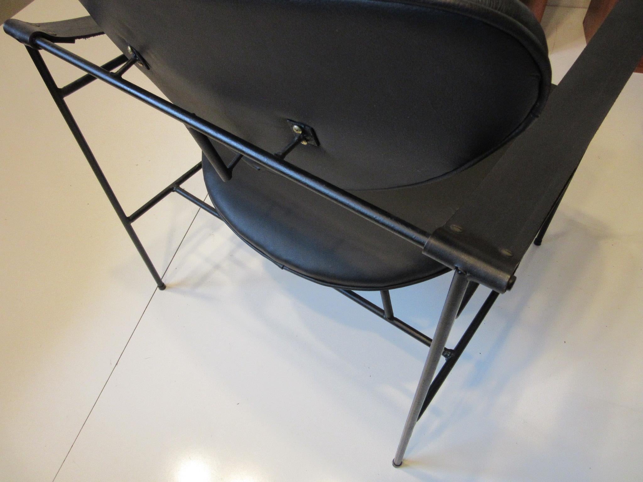 Mid Century Leather / Iron Lounge Chair For Sale 1