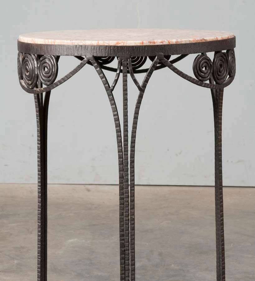 Wrought Iron and Marble Art Deco Table, France, 1930 5