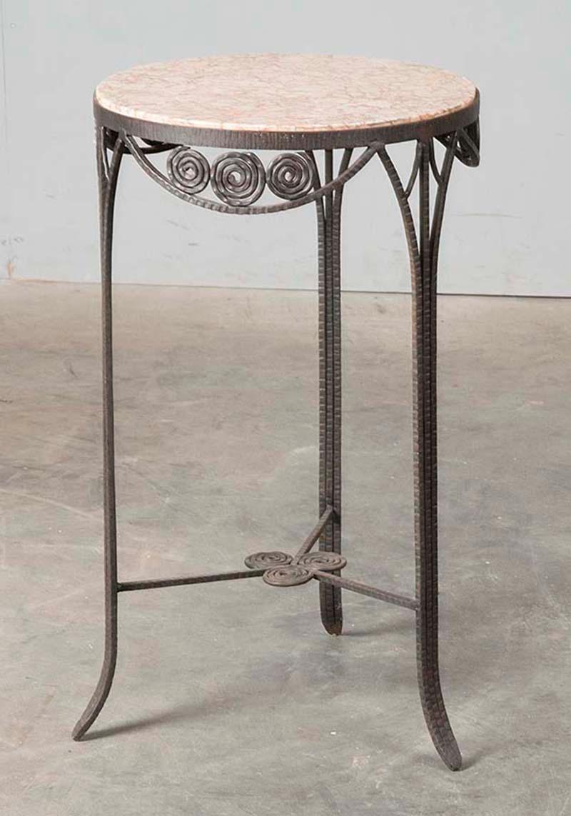 Wrought Iron and Marble Art Deco Table, France, 1930 4