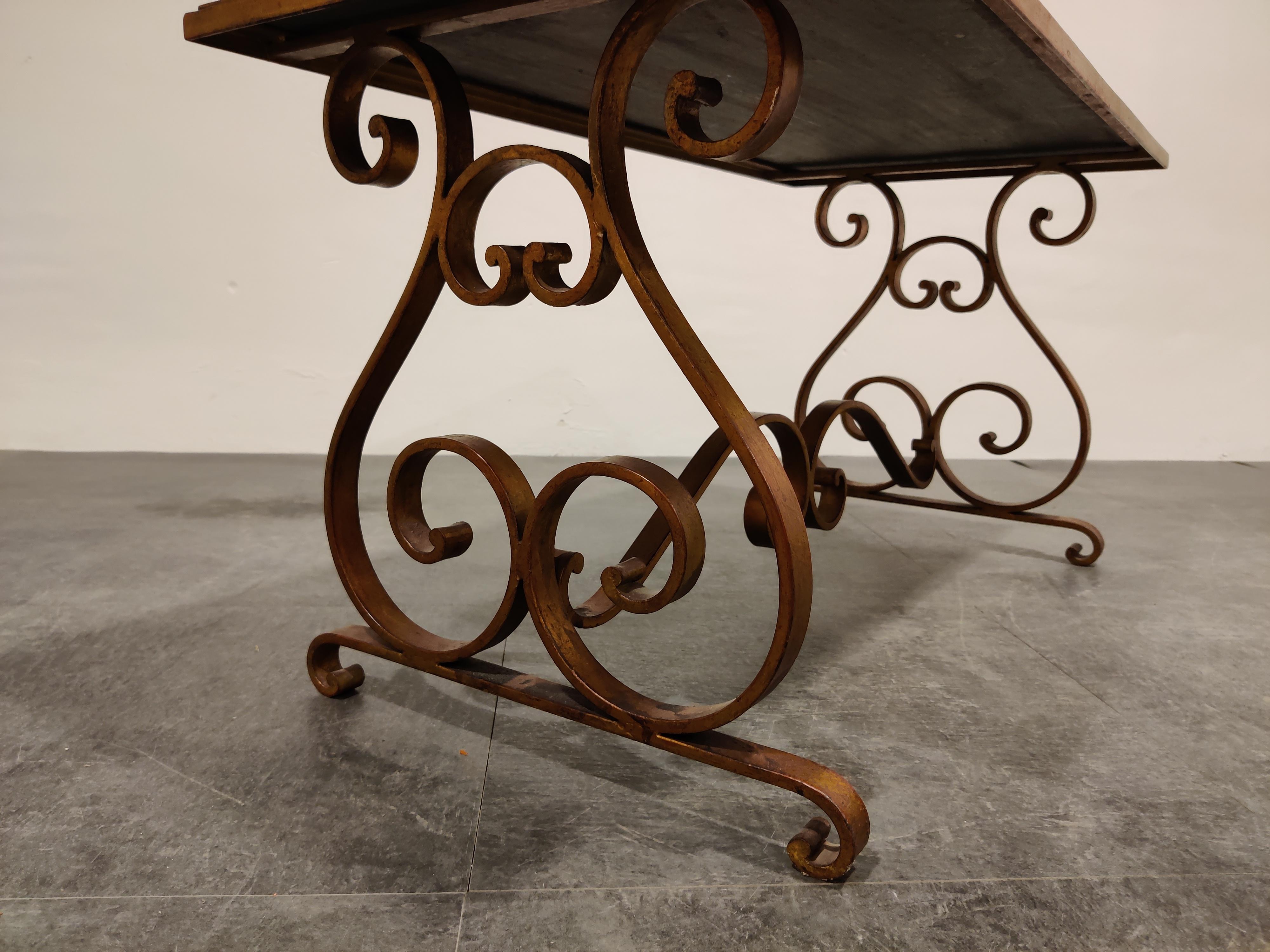 Wrought Iron and Marble Coffee Table, 1950s 3
