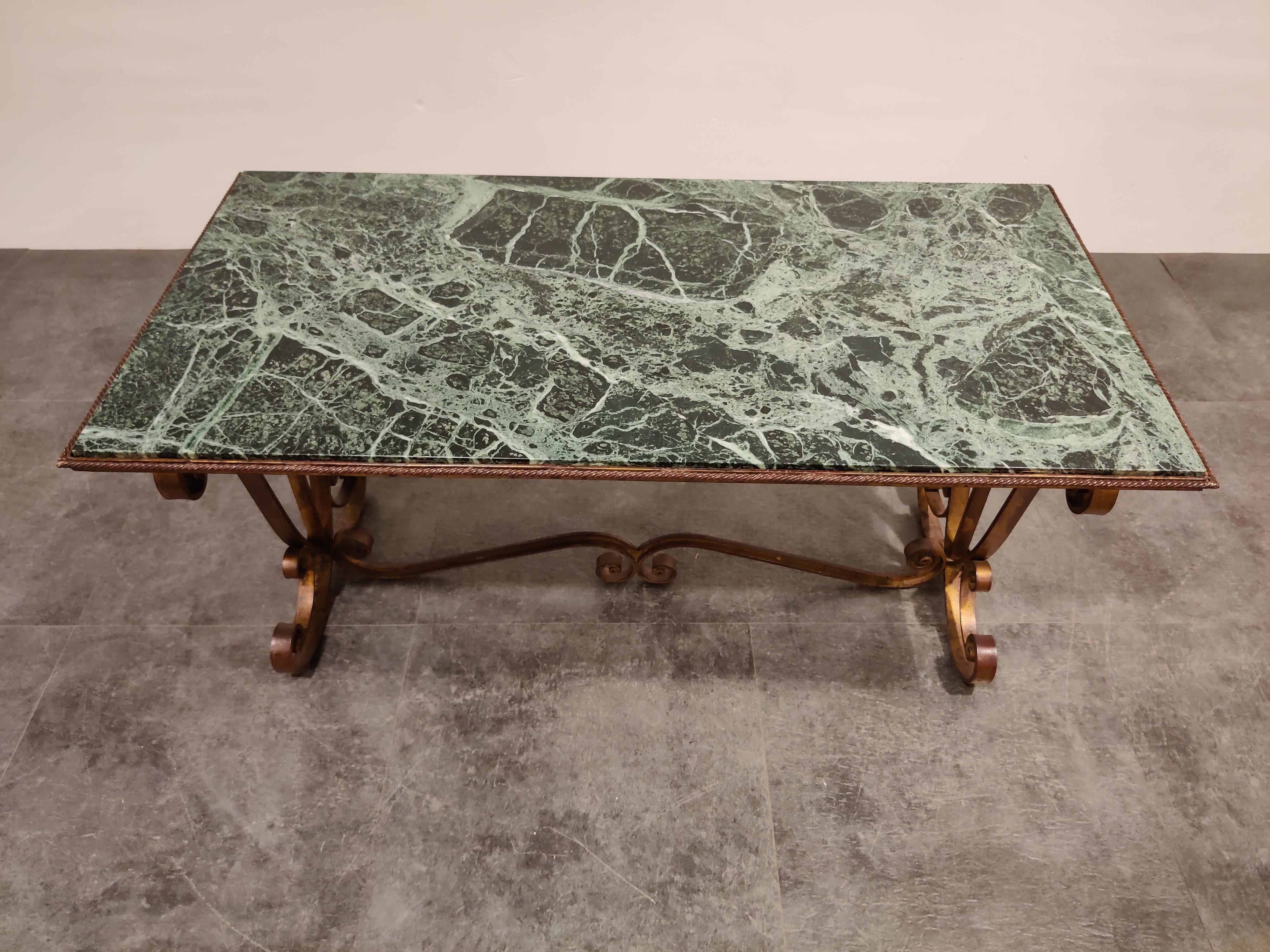Wrought Iron and Marble Coffee Table, 1950s In Excellent Condition In HEVERLEE, BE