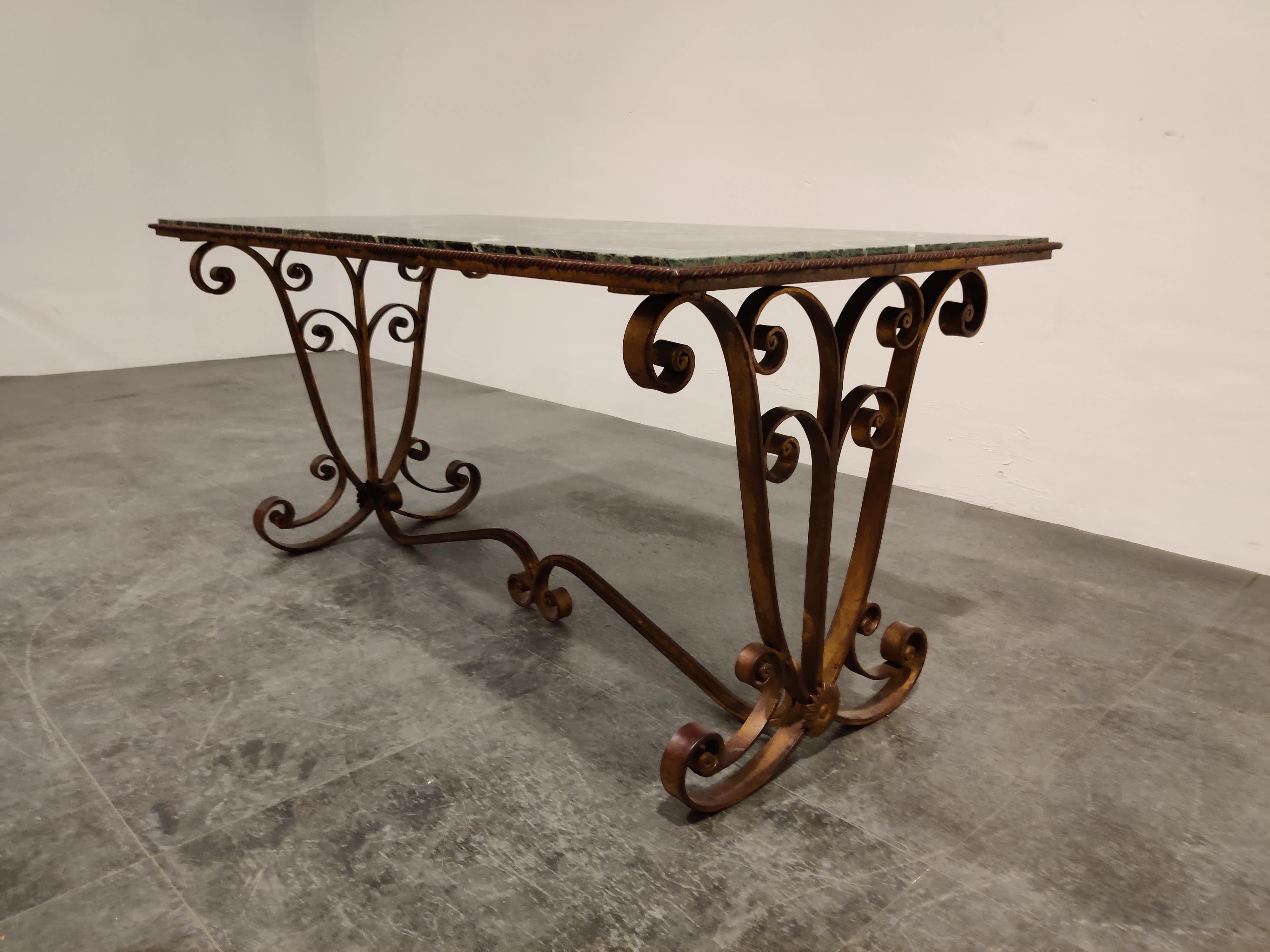 Mid-20th Century Wrought Iron and Marble Coffee Table, 1950s