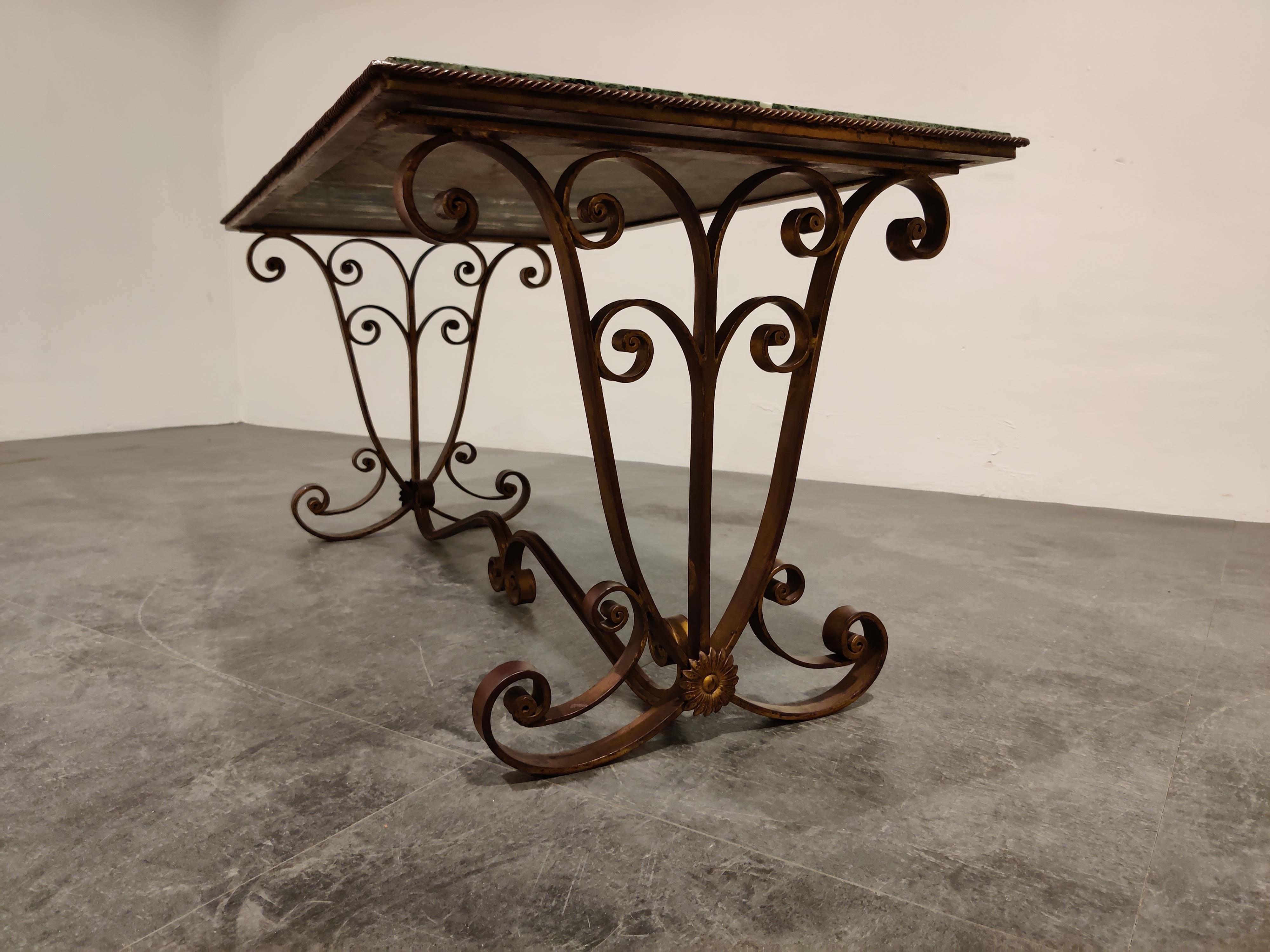 Wrought Iron and Marble Coffee Table, 1950s 1
