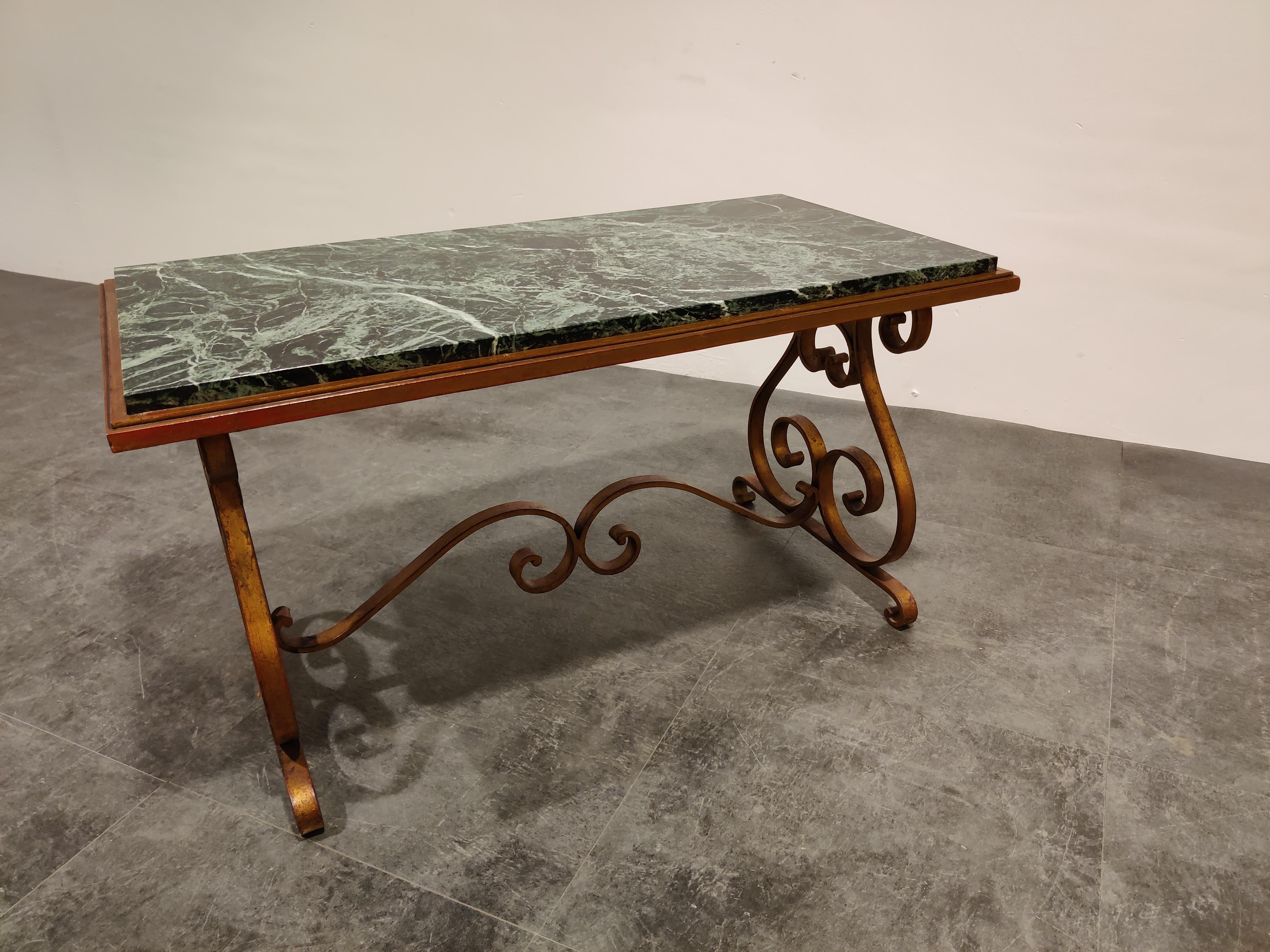 Wrought Iron and Marble Coffee Table, 1950s 1