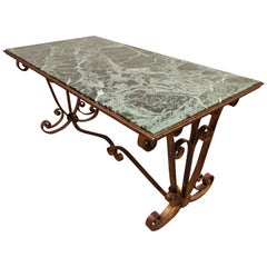 Vintage Wrought Iron and Marble Coffee Table, 1950s