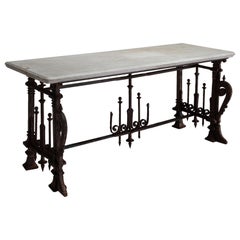 Wrought Iron and Marble Console