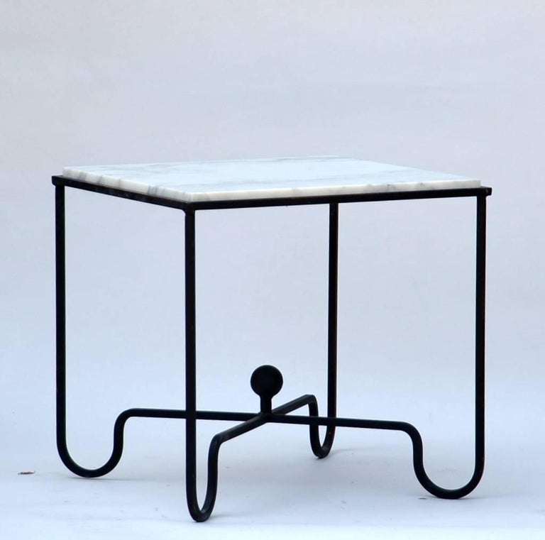 Wrought iron and marble 'Entretoise' side table by Design Frères. Great between 2 armchairs.

Also sold as a pair or more.

Indoor or outdoor use.