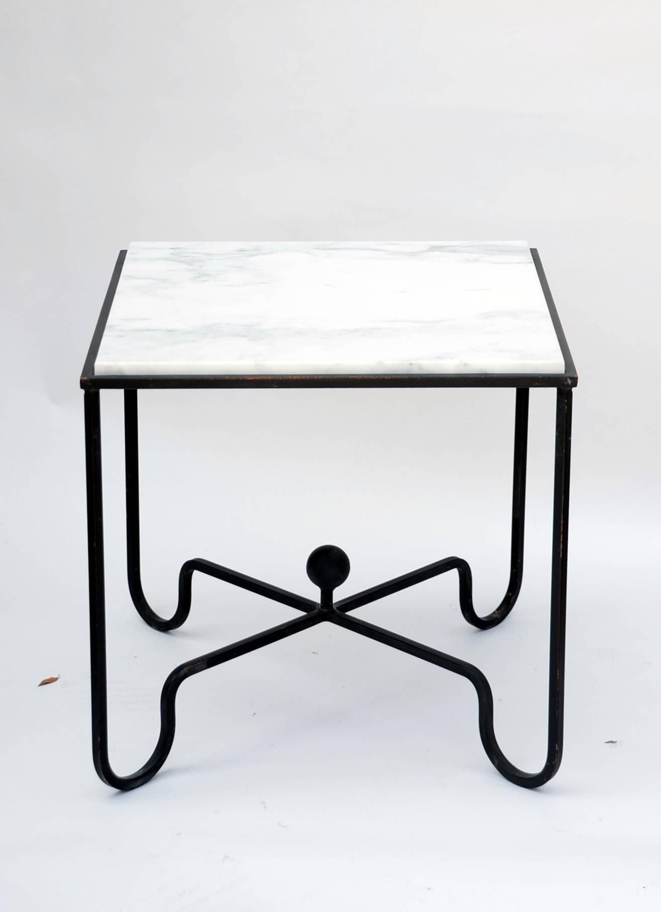Modern Wrought Iron and Marble 'Entretoise' Side Table by Design Frères For Sale